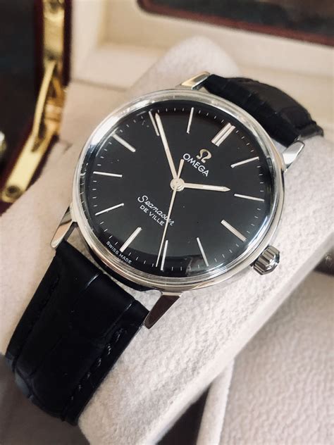 omega black watch price|vintage Omega Watch black face.